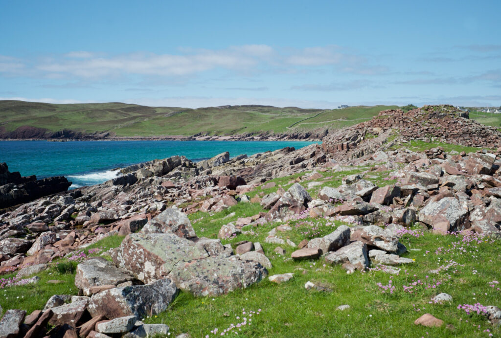 Clachtoll broch and shore