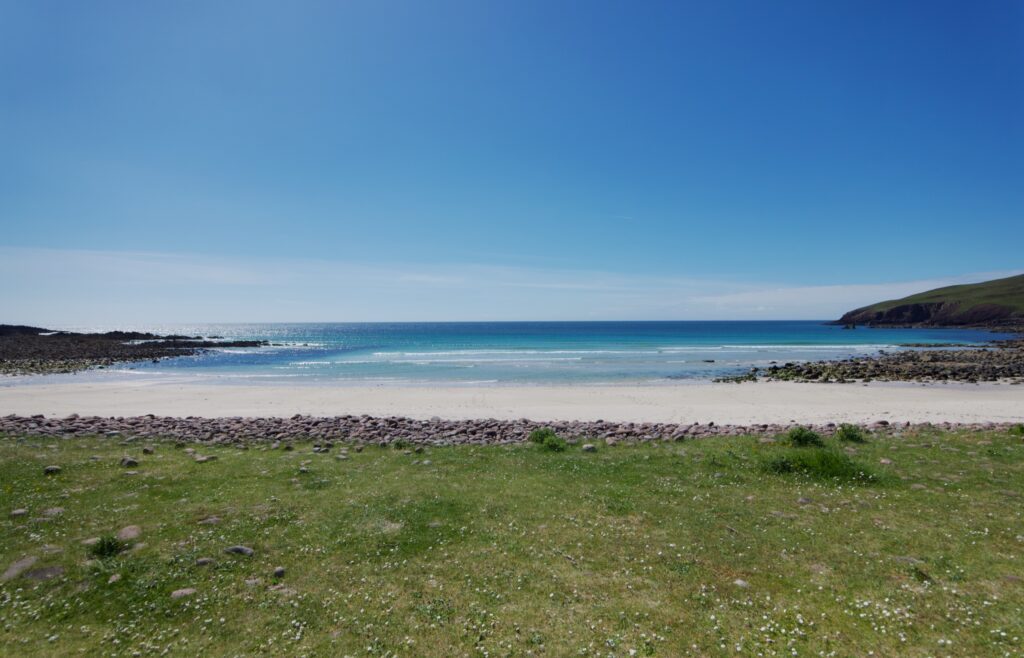 Clachtoll broch Stoer beach